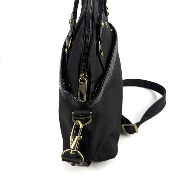 Travelon Ltd‎ Satchel Crossbody Bag Black Canvas Two Way Wear Handbag Purse - Picture 4 of 15